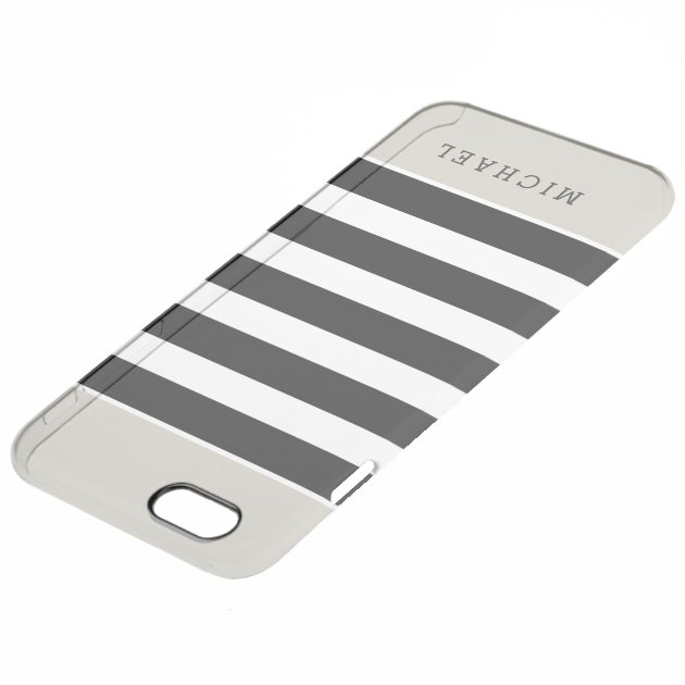 Linen Black Stripes Pattern - Stylish Monogrammed Uncommon Clearlyâ„¢ Deflector iPhone 6 Plus Case-4