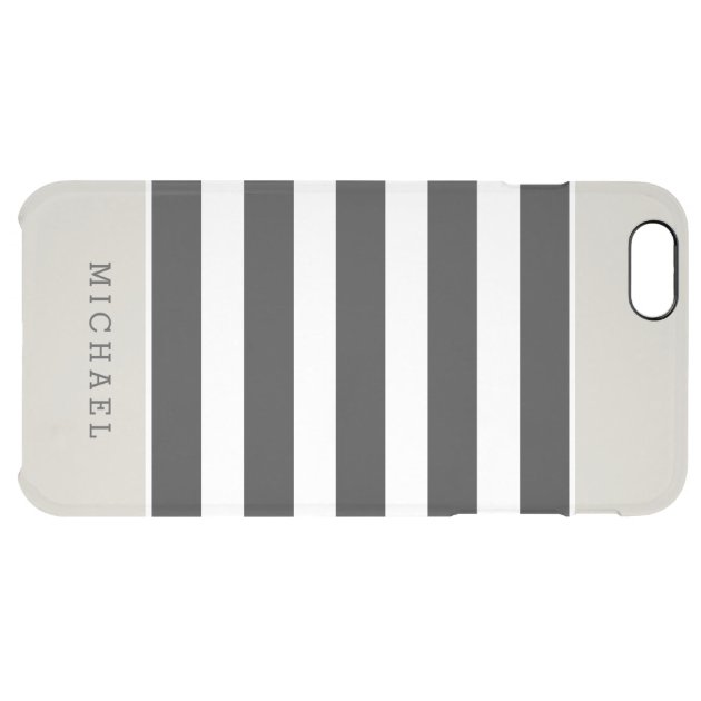 Linen Black Stripes Pattern - Stylish Monogrammed Uncommon Clearlyâ„¢ Deflector iPhone 6 Plus Case-5
