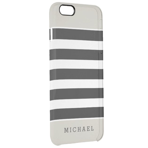 Linen Black Stripes Pattern - Stylish Monogrammed Uncommon Clearlyâ„¢ Deflector iPhone 6 Plus Case-3