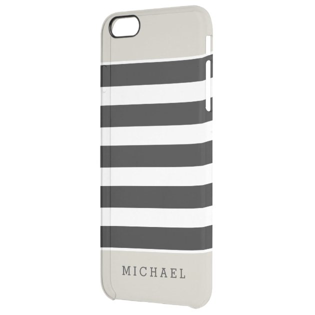 Linen Black Stripes Pattern - Stylish Monogrammed Uncommon Clearlyâ„¢ Deflector iPhone 6 Plus Case-2