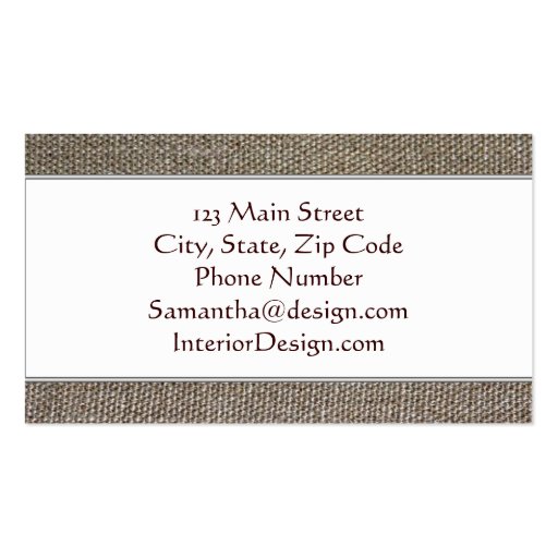 Linen fabric ecological elegant Business card (back side)