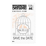 Linen Gray Bird Cage Save The Date Wedding Stamps