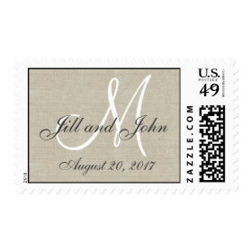 Linen Rustic Save the Date Postage Stamps