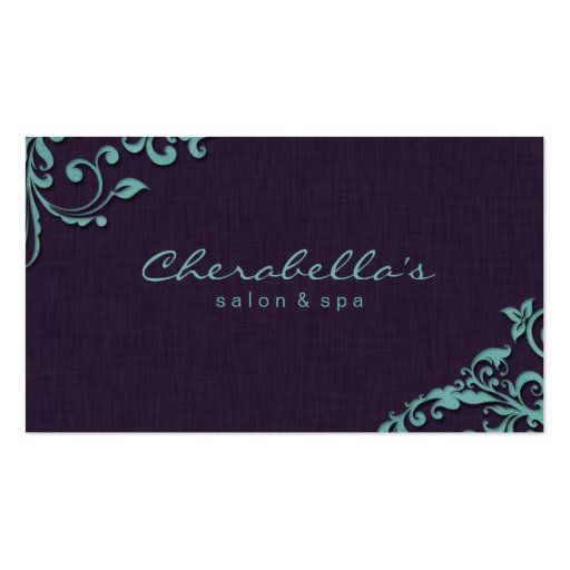 Linen Salon Spa Floral Business Card Purple Blue