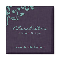 Linen Salon Spa Floral Magnet Purple Denim by spacards Linen Salon Spa Floral Magnet Purple Denim