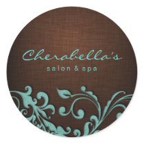 Linen Salon spa sticker blue brown