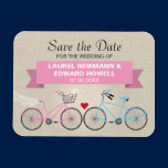 Linen Style Bicycle Pink Save the Date magnets