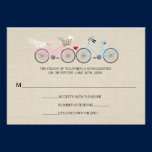 Linen Style Bicycle Pink Wedding Reply RSVP invitations