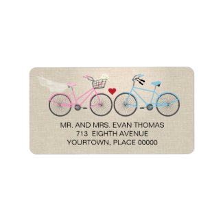 Linen Style Bicycle Wedding Return Address