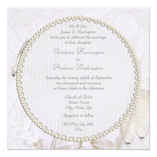 Linen Wedding Bands & Champagne Flutes Invitation