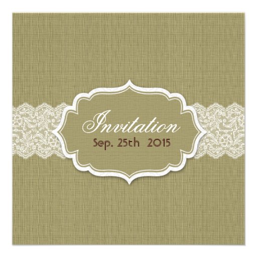Linen & White Lace Bridal Shower Invite