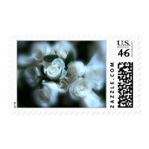 Linen White Roses Postage Stamp