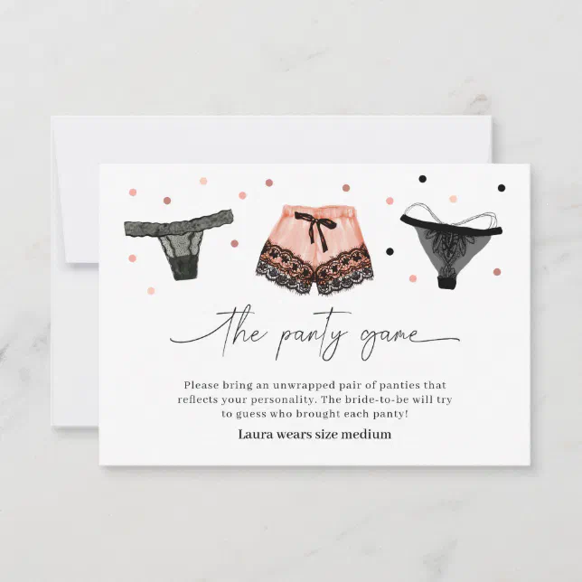 Lingerie Bridal Shower Panty Game Card Zazzle