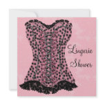 Lingerie Bridal Shower Pink Leopard Corset Damask invitations