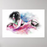 Lingerie Brunette Girl Print