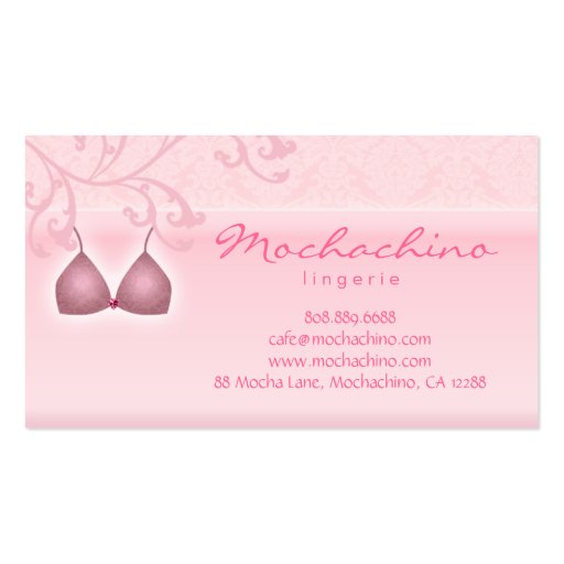 Lingerie Business Card Damask Bra Pink (back side)