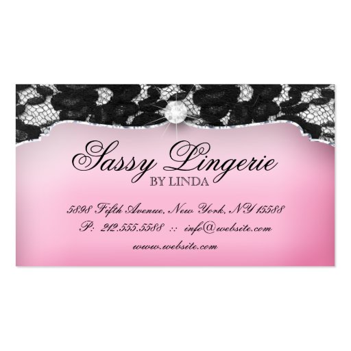Lingerie Business Card Lace Pink Jewelry (back side)