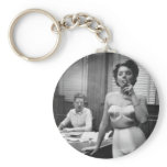 Lingerie model smoking in an office keychains