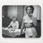Lingerie model smoking in an office mouse pad