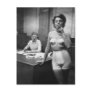 Lingerie model smoking in an office post cards