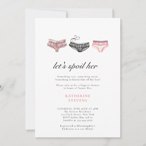 Lingerie Party Lets Spoil Her Pink Bridal Shower Invitation Zazzle