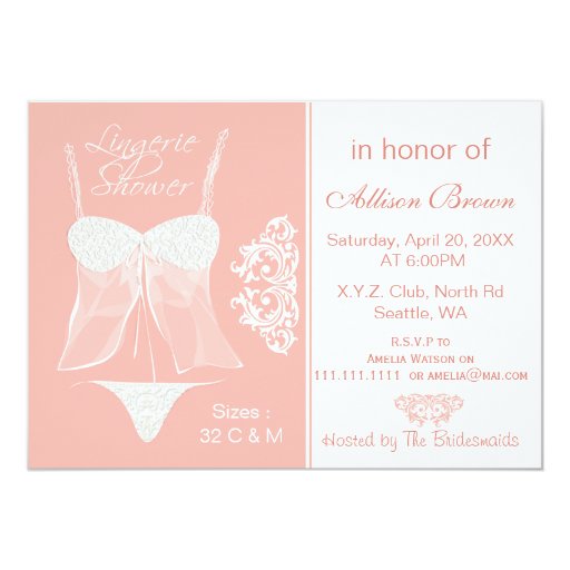 Lingerie Shower Bachelorette Party Invitations Zazzle