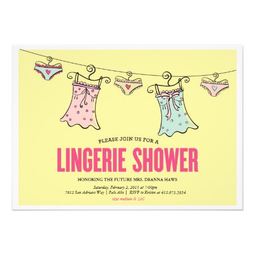 Lingerie Shower Bachelorette Party Wedding Shower Invites