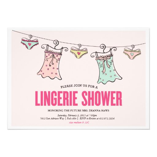 Lingerie Shower Bachelorette Party Wedding Shower Custom Announcement (front side)