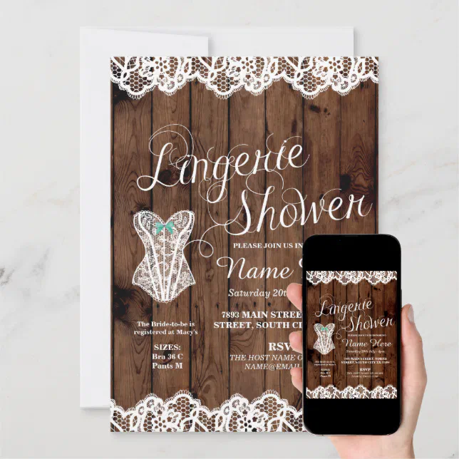 Lingerie Shower Bridal Party Corset Lace Invite Zazzle