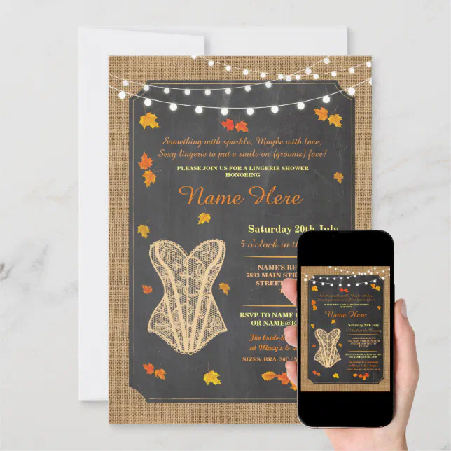 Lingerie Shower Bridal Party Fall Corset Invite Zazzle