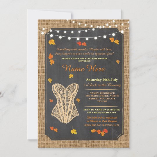 Lingerie Shower Bridal Party Fall Corset Invite Zazzle