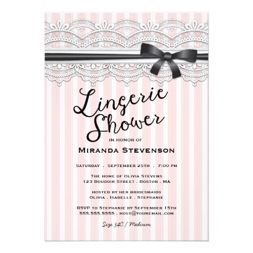 Lingerie Shower Chic Lace Garter Party Invitation (front side)