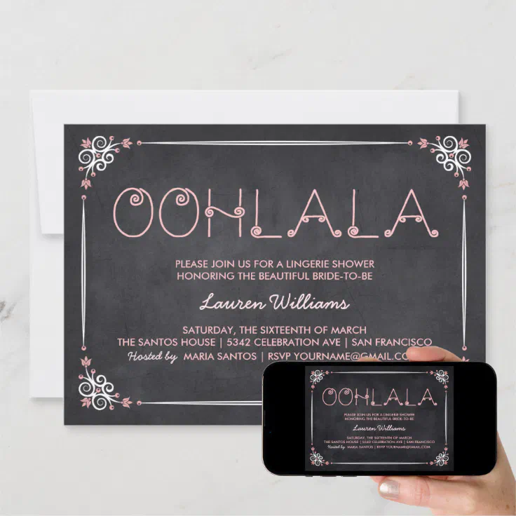 Lingerie Shower Invitations Chalkboard Pink Zazzle