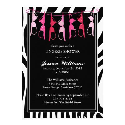 Lingerie Shower | Zebra Custom Announcements