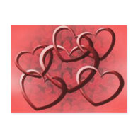 Linking hearts postcard