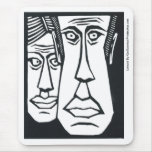 Linocut of Couple By Ken Swanson mousepads
