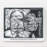 Linocut of Man Under Stress By Ken Swanson mousepads