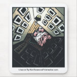 Linocut of Room with Bed By Ken Swanson mousepads