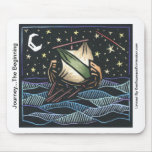 Linocut of Sailing Ship By Ken Swanson mousepads