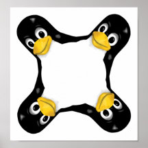 LINUX TUX 4 HEADS POSTER