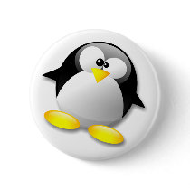 LINUX TUX CRYSTAL PINBACK BUTTON