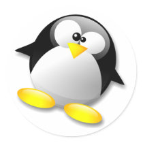 LINUX TUX CRYSTAL ROUND STICKERS