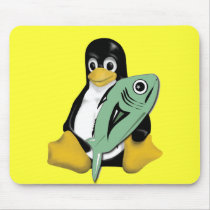 LINUX TUX PENGUIN FISH mousepads by Sofia_Youshi LINUX TUX PENGUIN FISH mousepads
