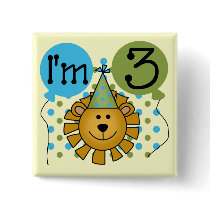 Lion 3rd Birthday T-shirts and Gifts Pinback Buttons