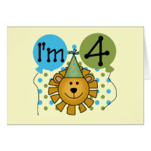 Lion 4th Birthday T-shirts and Gifts Greeting Cards