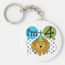 Lion 4th Birthday T-shirts and Gifts Keychain