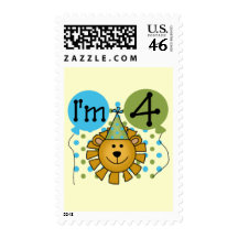 Lion 4th Birthday T-shirts and Gifts Postage Stamps