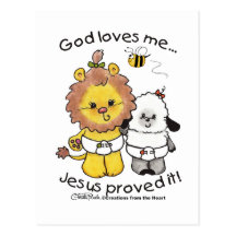 Lion and Lamb Babies Post Cards