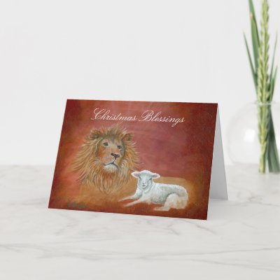 Lion And Lamb, Christmas Blessings Card