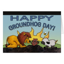 Lion and Lamb-Groundhog Day Surprise Card